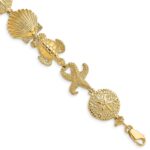 14k Polished Sand Dollar/Starfish/Turtle Link 7 inch Bracelet