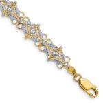 14k and White Rhodium Diamond-Cut Fancy 7.5 inch Bracelet
