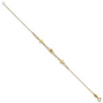 14K Polished Double Strand Cross and Bead 7.5 inch Bracelet - Image 2