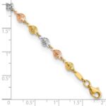 14K Tri-color Polished Diamond-Cut Hearts 7.5 inch Bracelet - Image 3