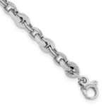 14K White Gold Polished and Textured Fancy Link 8 inch Bracelet