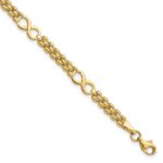14K Polished Infinity Symbol and Fancy Link 5-Station 7.5 inch Bracelet