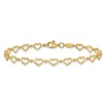 14K Polished Open Heart Link 7.5 inch Bracelet - Image 3