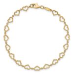14K Polished Open Heart Link 7.5 inch Bracelet - Image 4