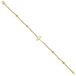 14k Mirror Beads and Cross 7.5 inch Bracelet - Image 2