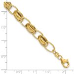 14k Polished and Textured 7mm Fancy Link 7.5 inch Bracelet - Image 5