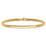 14K Polished 3.5mm Fancy Curved Bar 7.75 inch Mesh Bracelet - Image 3