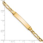 14k Polished Solid Chain/Solid Plate Figaro Link 25x4.8mm Plate 7 inch ID Bracelet - Image 3