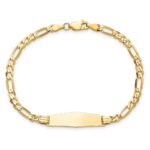 14k Polished Solid Chain/Solid Plate Figaro Link Soft Diamond Shape 24.5x7.3mm Plate 8 inch ID Bracelet - Image 4