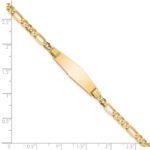 14k Polished Solid Chain/Solid Plate Figaro Link Soft Diamond Shape 24.5x7.3mm Plate 8 inch ID Bracelet - Image 3