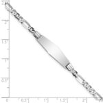14k White Gold Polished Solid Chain/Solid Plate Figaro Link Soft Diamond Shape 24.5x7.5mm Plate 7 inch ID Bracelet - Image 3
