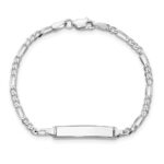 14k White Gold Polished Solid Chain/Solid Plate Figaro Link 20x4.5mm Plate 5.5 inch Baby/Child ID Bracelet - Image 4