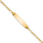 14k Polished Solid Chain/Solid Plate Figaro Link Soft Diamond Shape 24.5x7.3mm Plate 7 inch ID Bracelet
