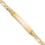 14k Polished Solid Chain/Solid Plate Figaro Link 33.5x6mm Plate 7 inch ID Bracelet
