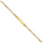 14k Polished Solid Chain/Solid Plate Figaro Link 33.5x6mm Plate 8 inch ID Bracelet - Image 2