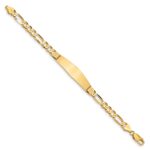 14k Polished Solid Chain/Solid Plate Figaro Link Soft Diamond Shape 37x10mm Plate 7 inch ID Bracelet - Image 2
