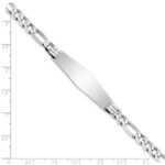 14k White Gold Polished Solid Chain/Solid Plate Figaro Link Soft Diamond Shape 38.5x10mm Plate 8 inch ID Bracelet - Image 3