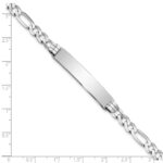 14k White Gold Polished Solid Chain/Solid Plate Figaro Link 38.5x8mm Plate 7 inch ID Bracelet - Image 3