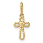 14k Madi K Polished and Twisted Fancy CZ Cross Childrens Charm / Pendant - Image 3