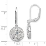 Sterling Silver Rhodium-Plated Polished White Crystal Sand Dollar Dangle Earrings - Image 5