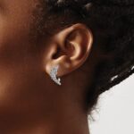 Sterling Silver Rhodium-plated Polished Pale Blue Crystal Dolphin Post Earrings - Image 3