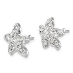 Sterling Silver Rhodium-plated Polished White Crystal Starfish Post Earrings - Image 2