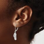 Sterling Silver Rhodium-plated Polished White Crystal Flip Flop Dangle Leverback Earrings - Image 3