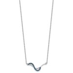 Sterling Silver Rhodium-Plated Polished Blue Crystal Fashion Wave 16.5 inch with a 1 inch extention Necklace - Image 2