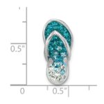 Sterling Silver Rhodium-plated Polished Blue Crystal Flip Flop Chain Slide - Image 5