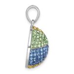 Sterling Silver Rhodium-plated Polished Multi-Color Crystal Beach Ball Pend - Image 2