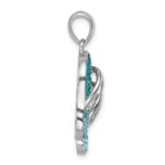 Sterling Silver Rhodium-plated Polished Crystal Double Flip Flop Pendant - Image 2
