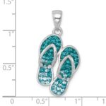 Sterling Silver Rhodium-plated Polished Crystal Double Flip Flop Pendant - Image 5