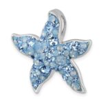 Sterling Silver Rhodium-plated Polished Crystal Starfish Chain Slide - Image 4