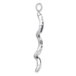 Sterling Silver Rhodium-Plated Polished Long Crystal Twirl Wave Pendant - Image 2