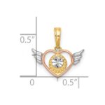 14k with White Rhodium and Rose-tone Heart With Wings Charm - Image 4