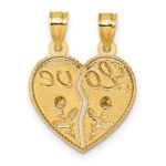14k Two-tone Polished Break-Apart Heart With LOVE And Roses Pendant - Image 3