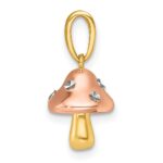 14k with White Rhodium and Rose-plating Polished 3-D Mushroom Charm - Image 2