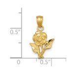 14k Polished Diamond-cut Rose Charm Pendant - Image 4