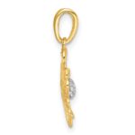 14k with White Rhodium Polished Fancy Pierced Flower Charm - Image 2