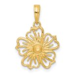 14k with White Rhodium Polished Fancy Pierced Flower Charm - Image 3