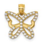 14k Polished CZ Cut Out Wing Butterfly Pendant