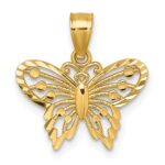 14k Polished and Diamond-cut Cut-out Butterfly Pendant