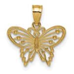 14k Polished and Diamond-cut Cut-out Butterfly Pendant - Image 3