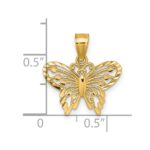 14k Polished and Diamond-cut Cut-out Butterfly Pendant - Image 4