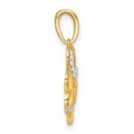 14k with White Rhodium Polished 3-Leaf Clover Charm - Image 2