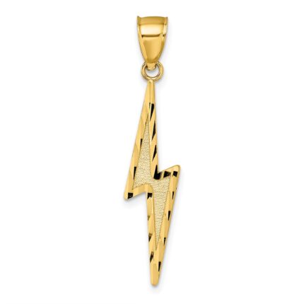 14k Polished Diamond-cut Textured Lighting Bolt Pendant