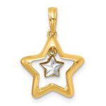 14k with White Rhodium Polished Star In Star Dangle Charm - Image 3