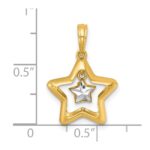 14k with White Rhodium Polished Star In Star Dangle Charm - Image 5