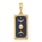 14k Polished Blue Enamel Moon Cycle Charm