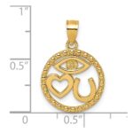 14k Polished Heart/Evil Eye/Horseshoe In Circle Pendant - Image 4